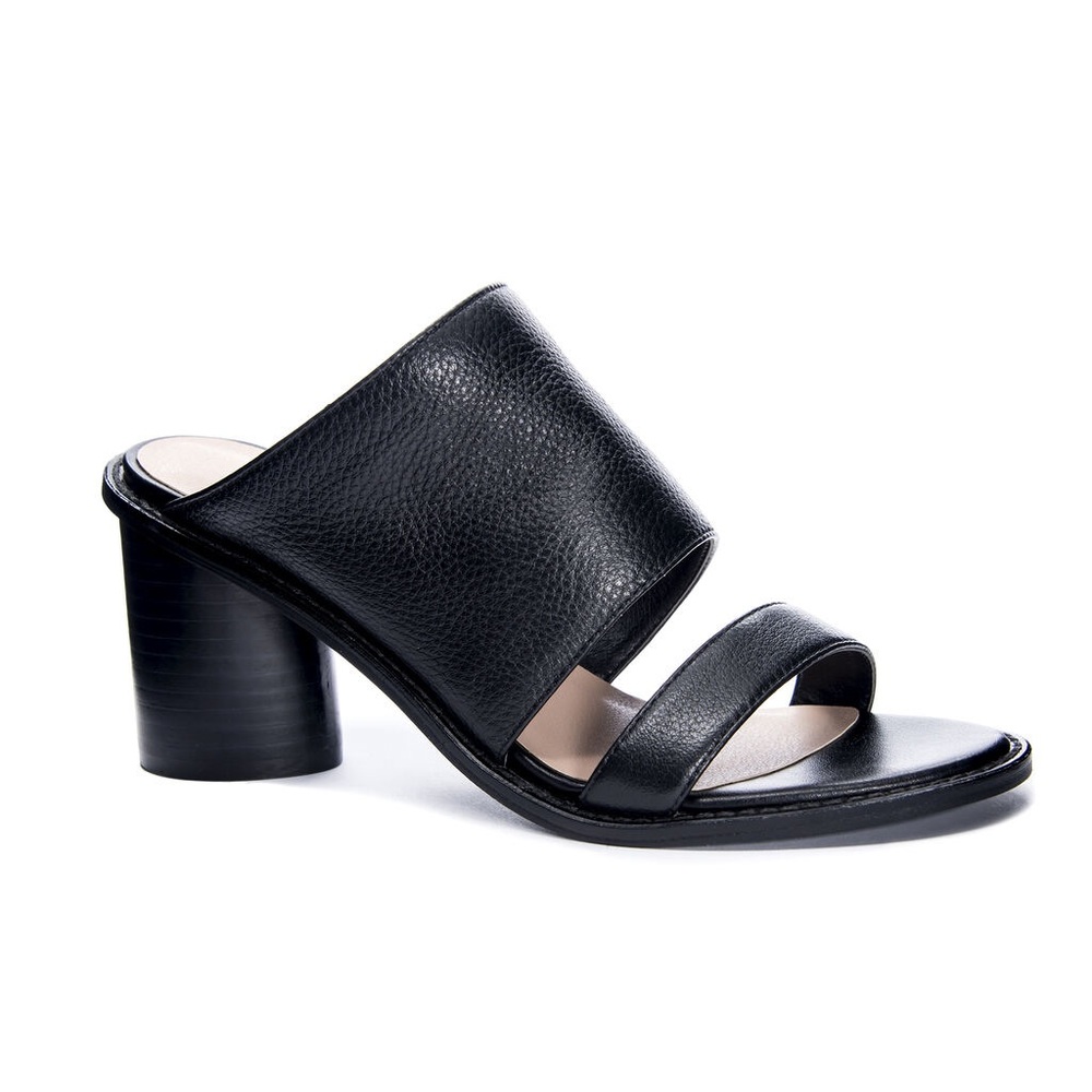 Chinese Laundry Cosmic Slide sandal. 3in stacked heel, soft leather
